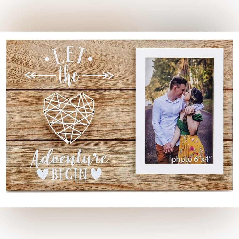 Wooden Adventure Photo Frame with Heart Design