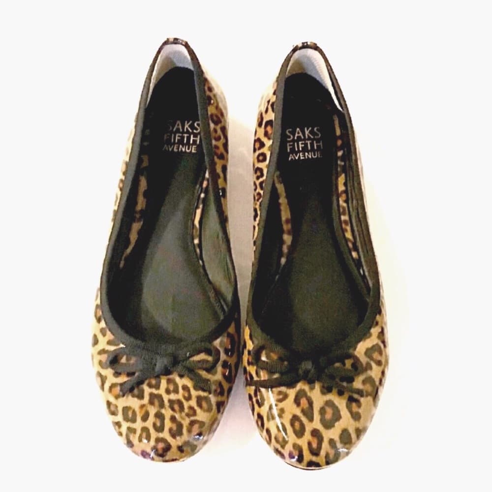 SAKS FIFTH AVENUE LEOPARD LEATHER FLARS