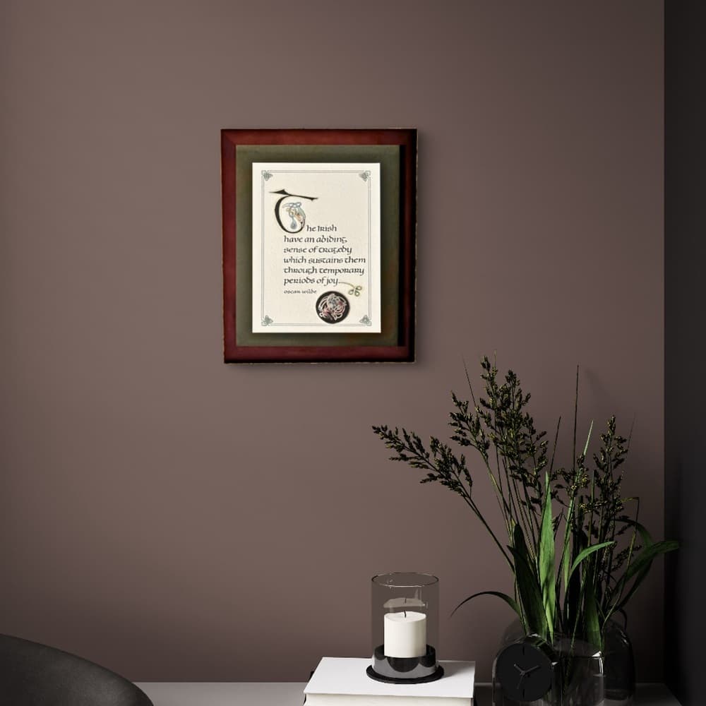Vintage Elegant Framed Celtic Quote Art with Black and Gold Accent pin