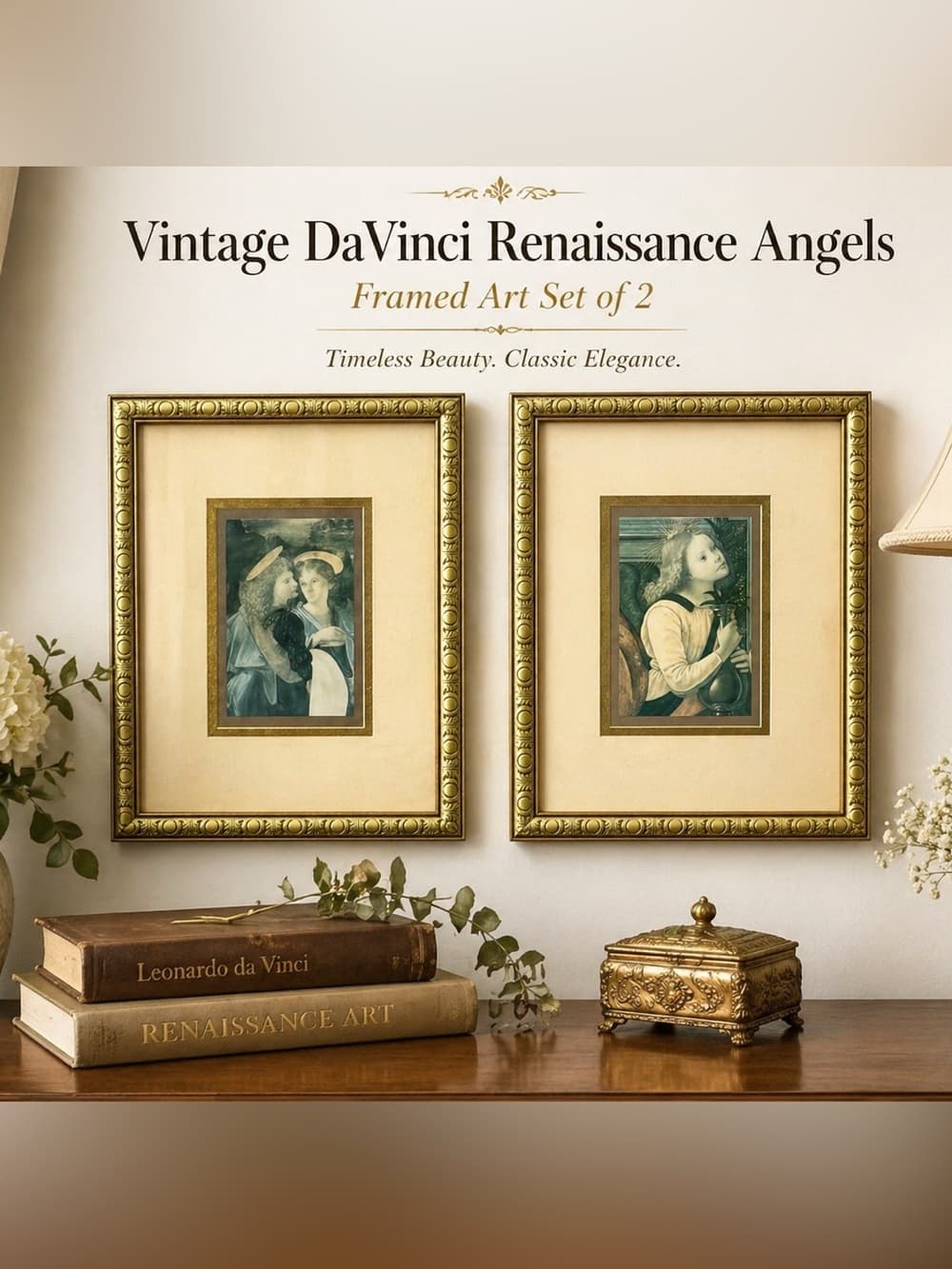 Vintage DaVinci Renaissance Angels Framed Art