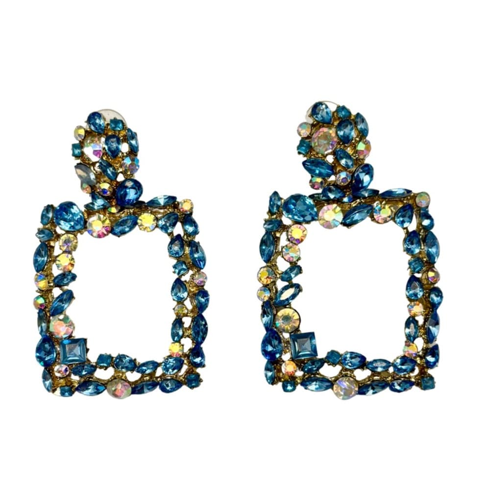 Elegant Blue and Gold Statement Earrings