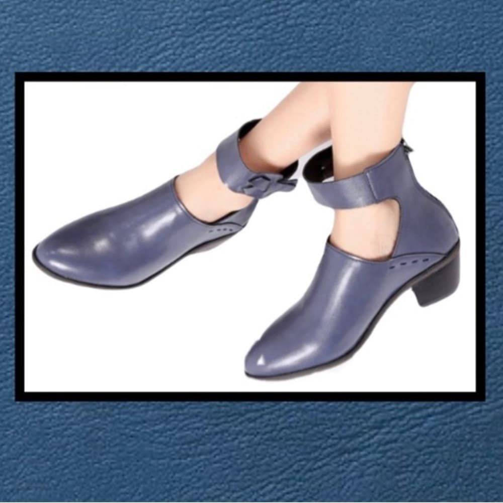 BLUE ANKLE STRAP BOOTS