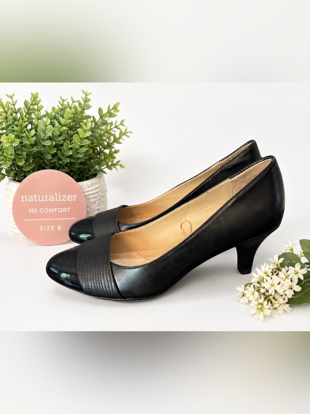 Naturalizer Black Low Heel Women's Pumps