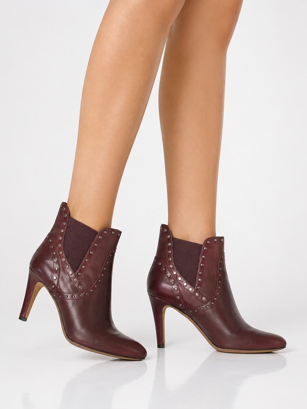 Vince Camuto Studded Leather Ankle Bootie - Burgundy