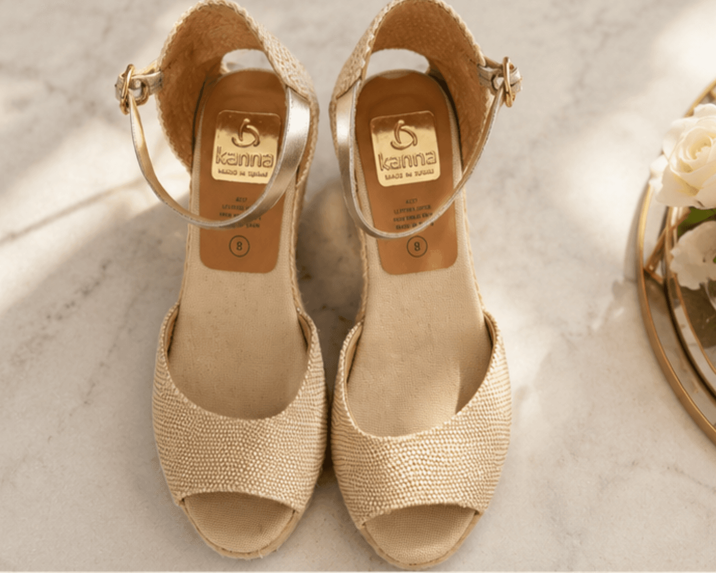 Kanna Espadrille Wedges Size 8 | Made in Spain Raffia Sandals photo 2