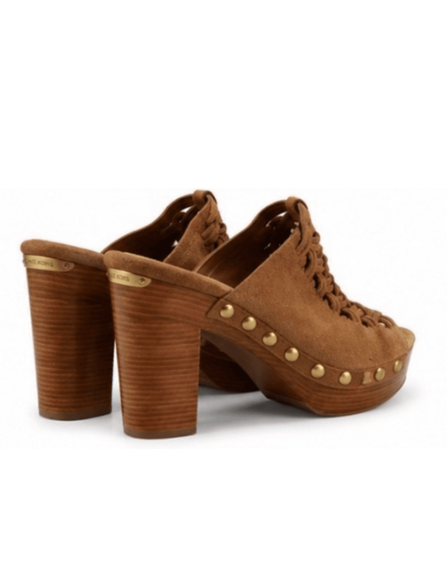 Michael Kors Brown Braided Suede Platform Mule Clogs – Women’s Size 7.5 – Boho Chunky Heel photo 3