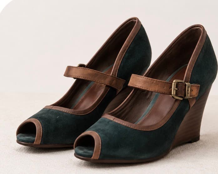 💙 Nine West Teal Suede Peep-Toe Wedge Heels Size 8.5