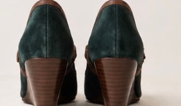 💙 Nine West Teal Suede Peep-Toe Wedge Heels Size 8.5 photo 4