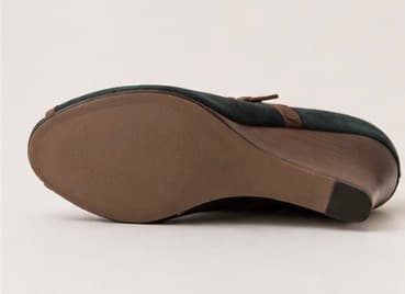 💙 Nine West Teal Suede Peep-Toe Wedge Heels Size 8.5 photo 5