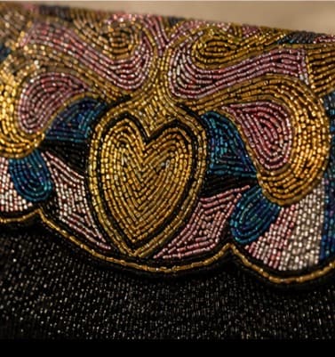 Vintage La Regale Black Beaded Evening Clutch photo 3