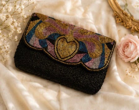 Vintage La Regale Black Beaded Evening Clutch photo 4