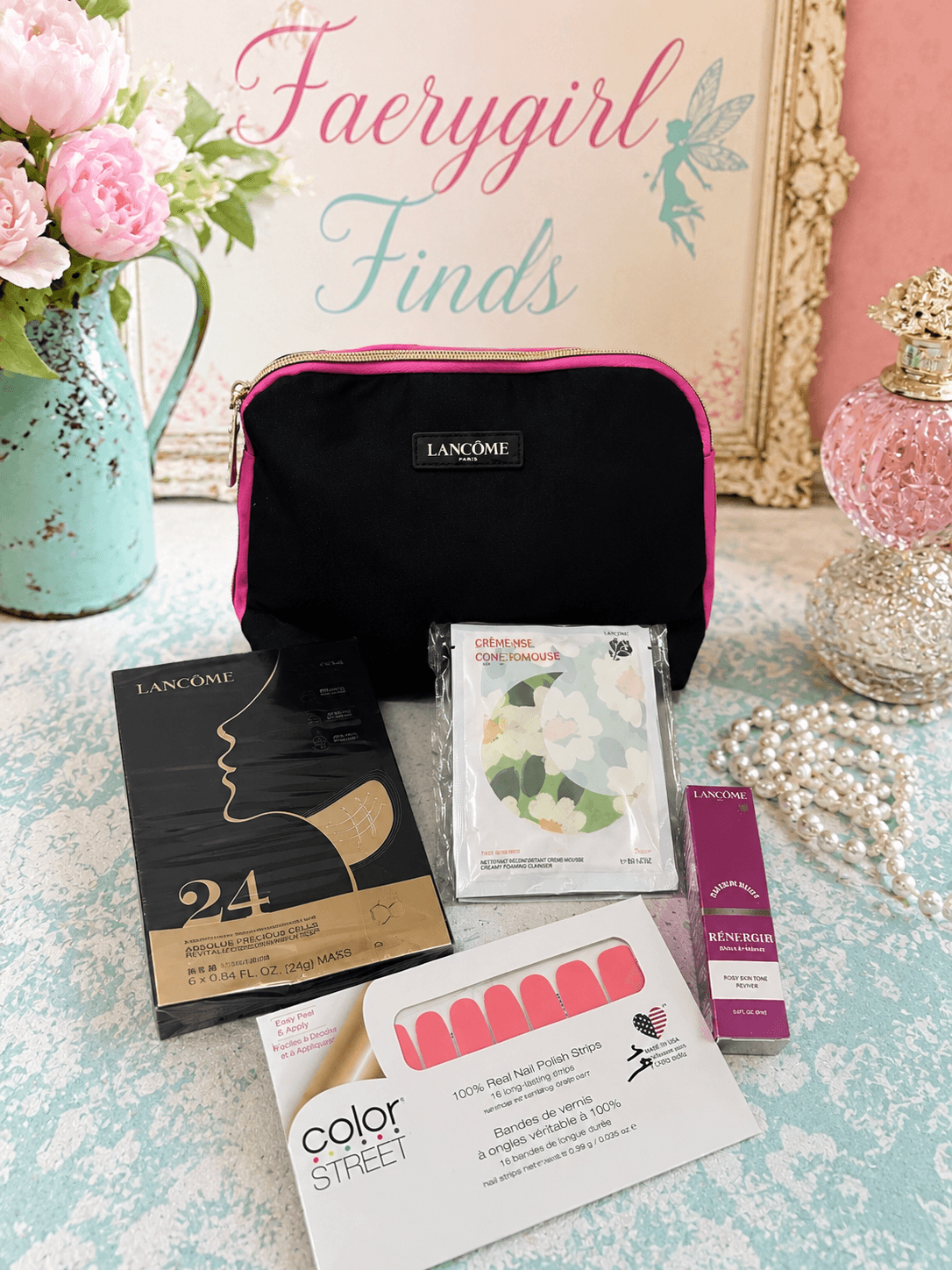 Lancôme Beauty Gift Bundle with Cosmetic Bag | Skincare, Makeup & Color Street Nails | New Gift Set