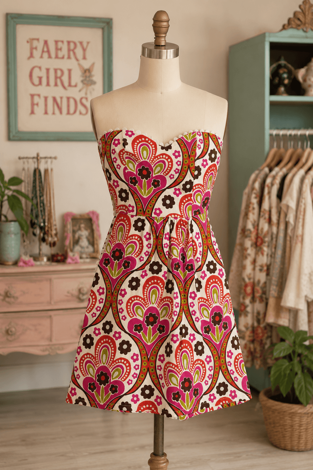 Judith March Retro Mod Strapless Mini Dress – Size Small