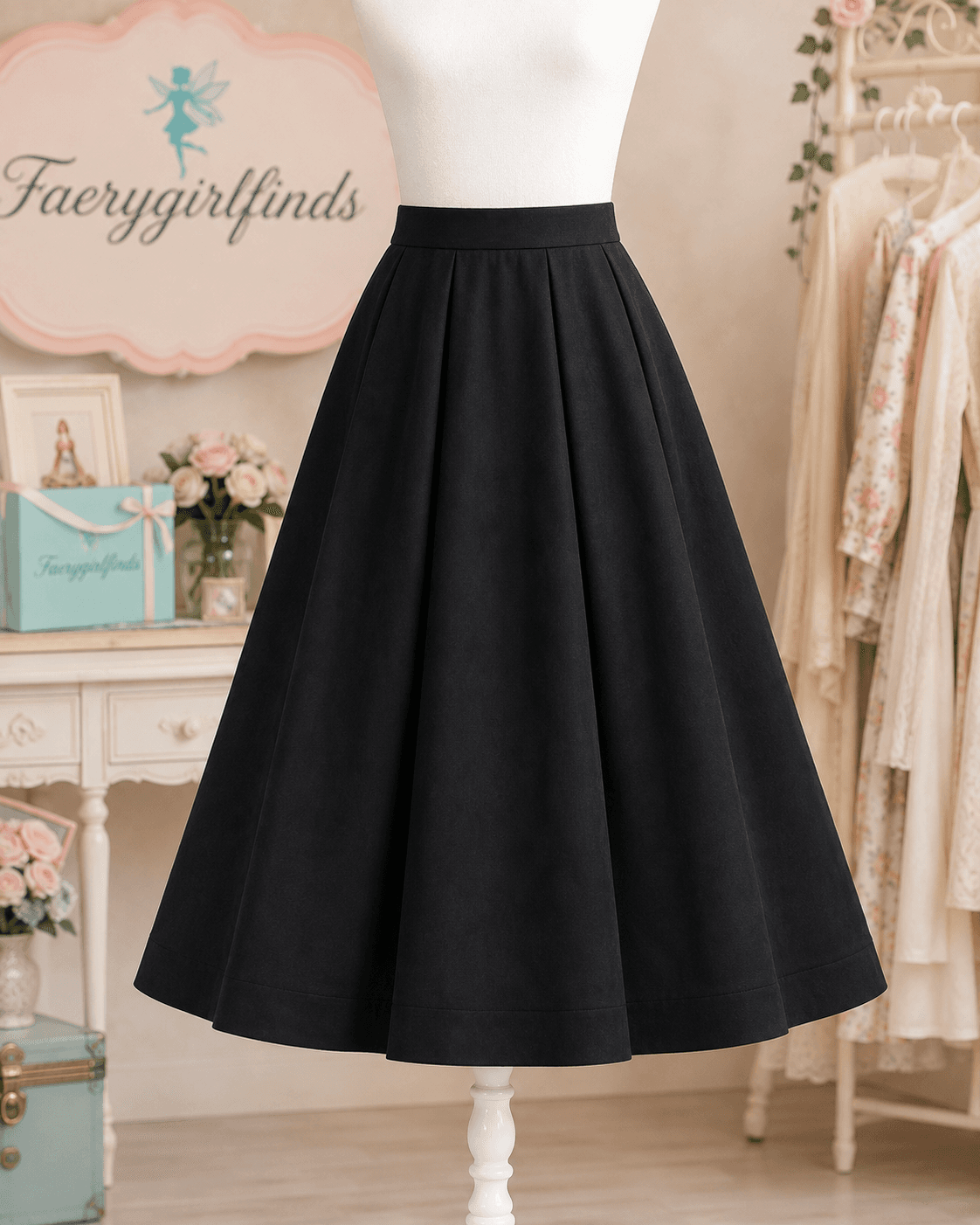 Crown & Ivy Black Full Midi Skirt – Size 8