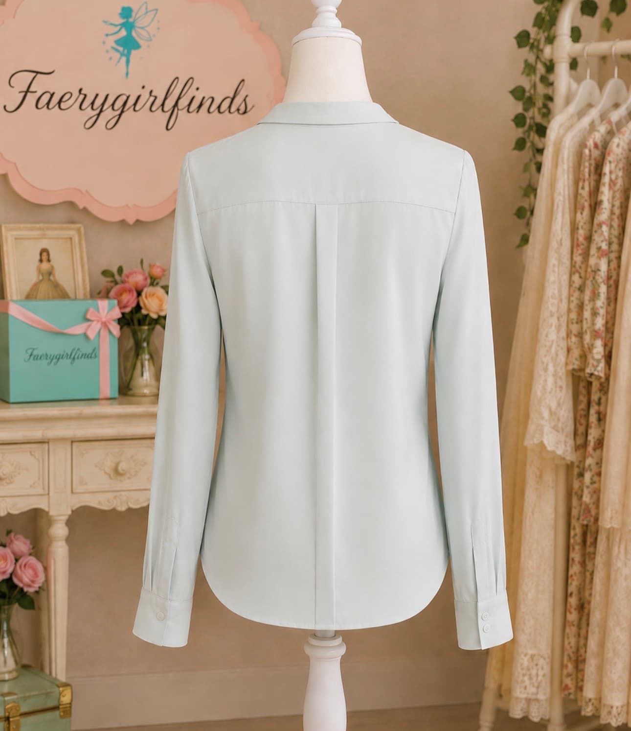 The Limited Light Blue Silky Button-Down Blouse – Size XS photo 2